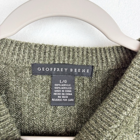 Vintage Geoffrey Beene Men’s Green Chenille Sweater Sz L - Picture 4 of 5